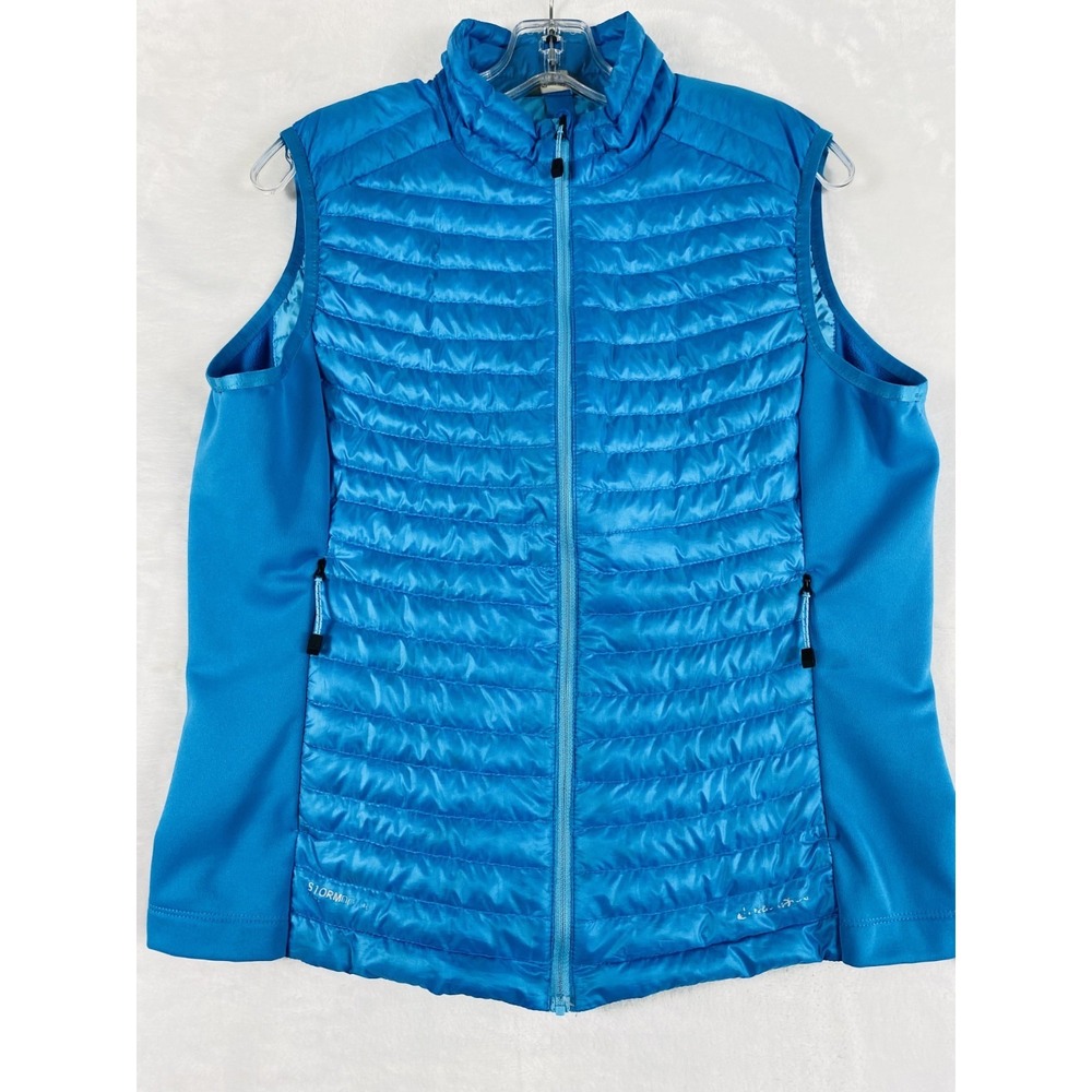 Eddie Bauer First Ascent Goose Down Puffer Vest Jacket Women's Sz L Petite Blue‎